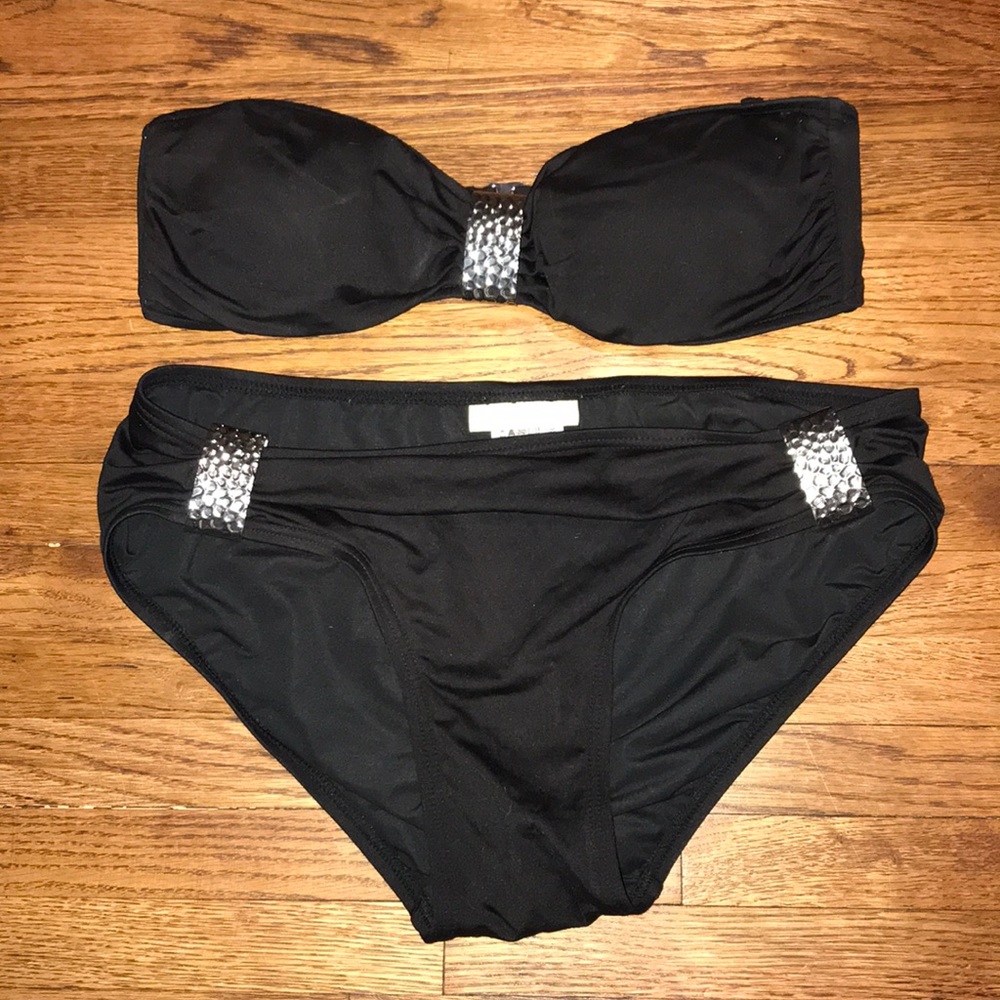 Michael Kors Strapless Black Bikini - Metal Detail